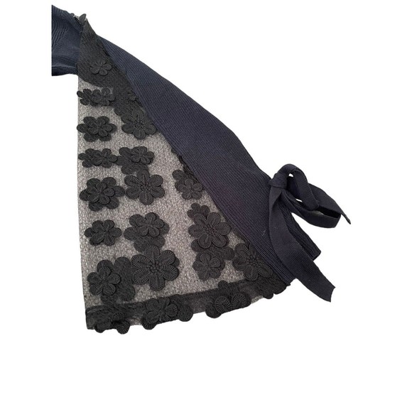 French Connection Caballo Lace Sweater NWT Blue-Black Size M V-Neck Long Sleeve - Picture 6 of 12